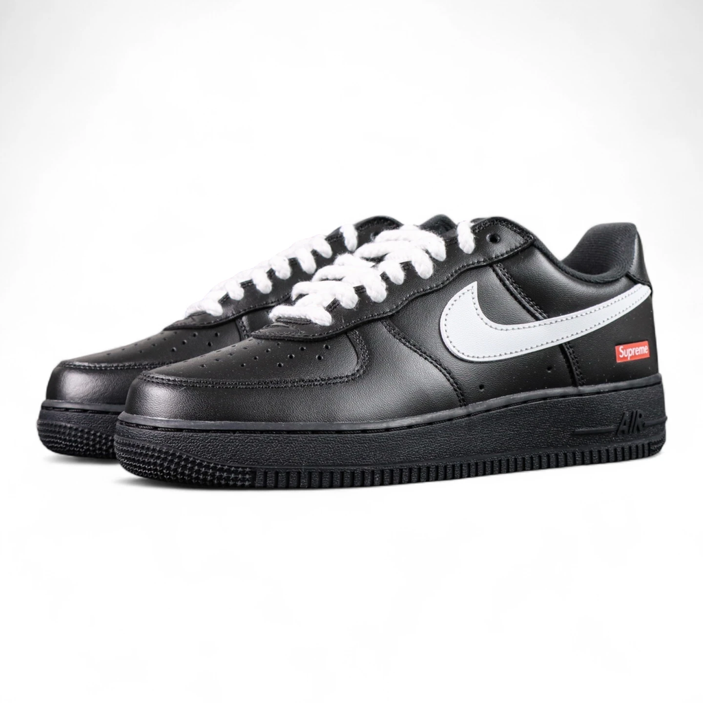 Supreme x Air Force 1 Low 'Box Logo – Black White' White Laces