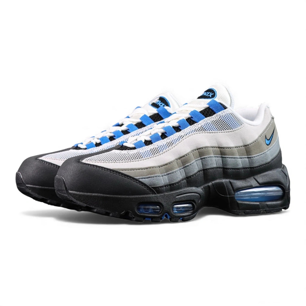 Air Max 95 OG Blue Spark 2025 - Pair Top View on Dark Background