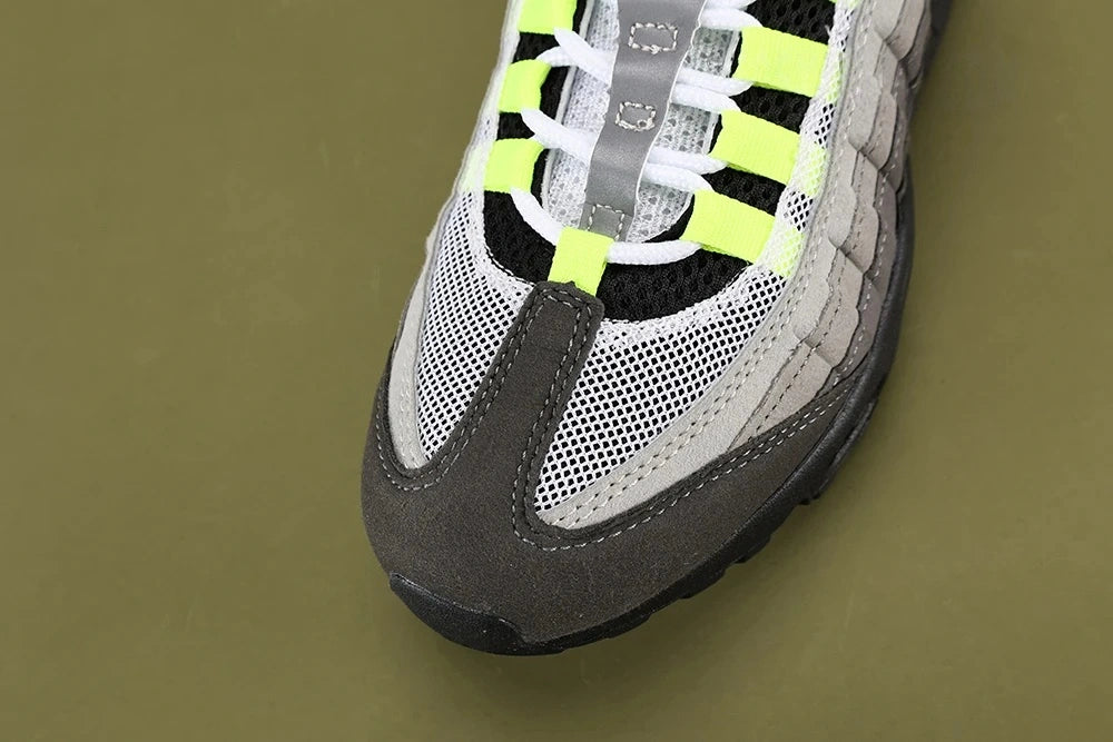 Air Max 95 OG Neon Latest Version - Heel Pair View with Nike Air Branding