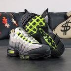 Air Max 95 OG Neon 2025 - Pair Front View on Sofa with Pikachu