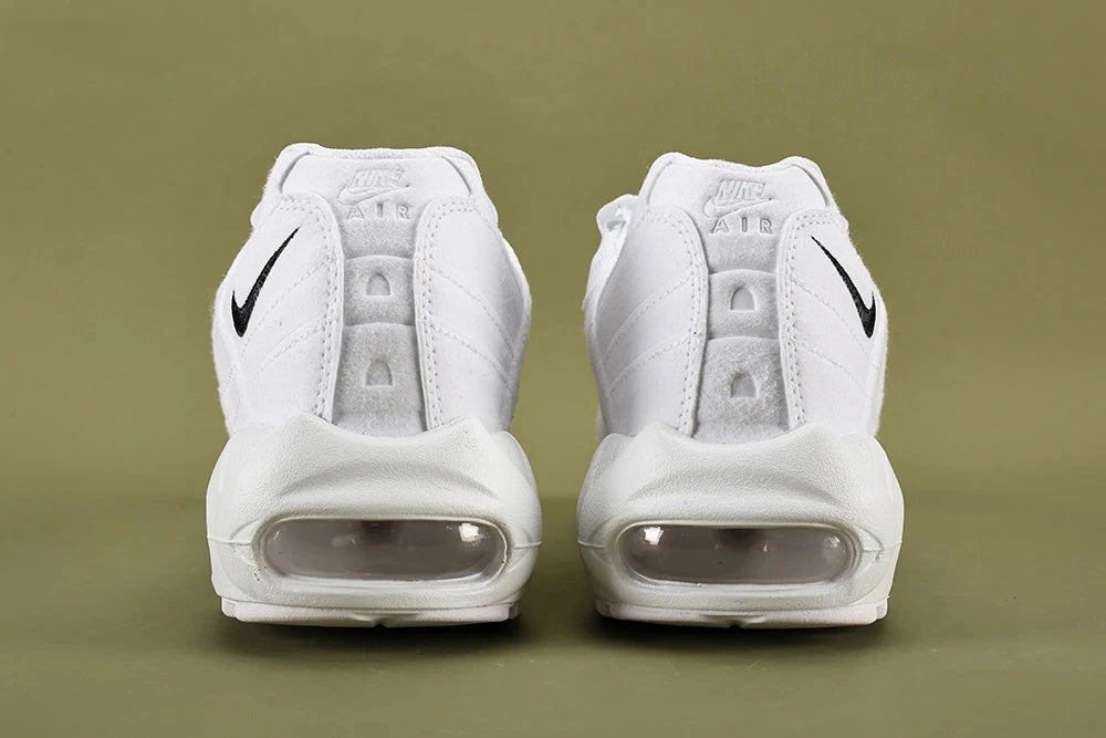 Air Max 95 Triple White Men's - Medial Side View on Olive Background
