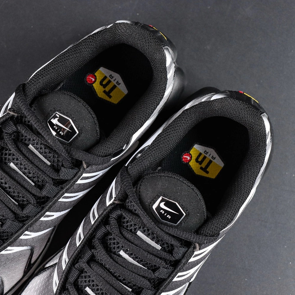 Air Max Plus Black Metallic Silver - Pair with Outsole Displayed and Pikachu