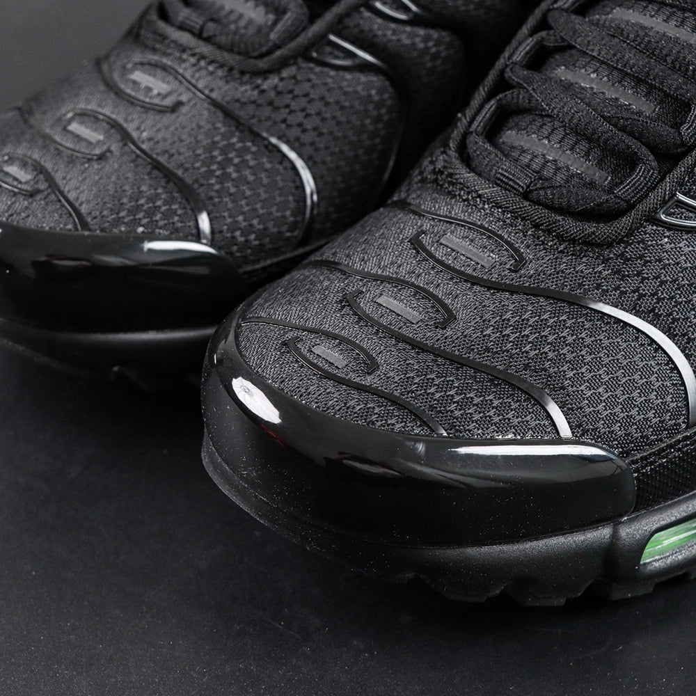 Air Max Plus Green Strike - Heel Pair Rear View with Gold Tn Air Badge and Pikachu