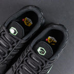 Air Max Plus Green Strike - Heel Pair Rear View with Tn Air Badge and Pikachu on Sofa