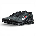 Air Max Plus Multi Swoosh Black Bright Crimson 2023 - Lateral Side View with Pikachu on Sofa