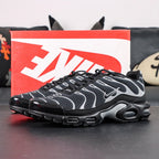 Air Max Plus Premium Black Metallic Silver 2024 - Lateral Side View with Pikachu on Sofa