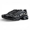 Air Max Plus SE Black Chrome Silver 2024 - Pair Top Down View Showing Chrome Silver Wave Panels on Dark Background