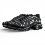 Air Max Plus SE Black Chrome Silver 2024 - Pair Top Down View Showing Chrome Silver Wave Panels on Dark Background