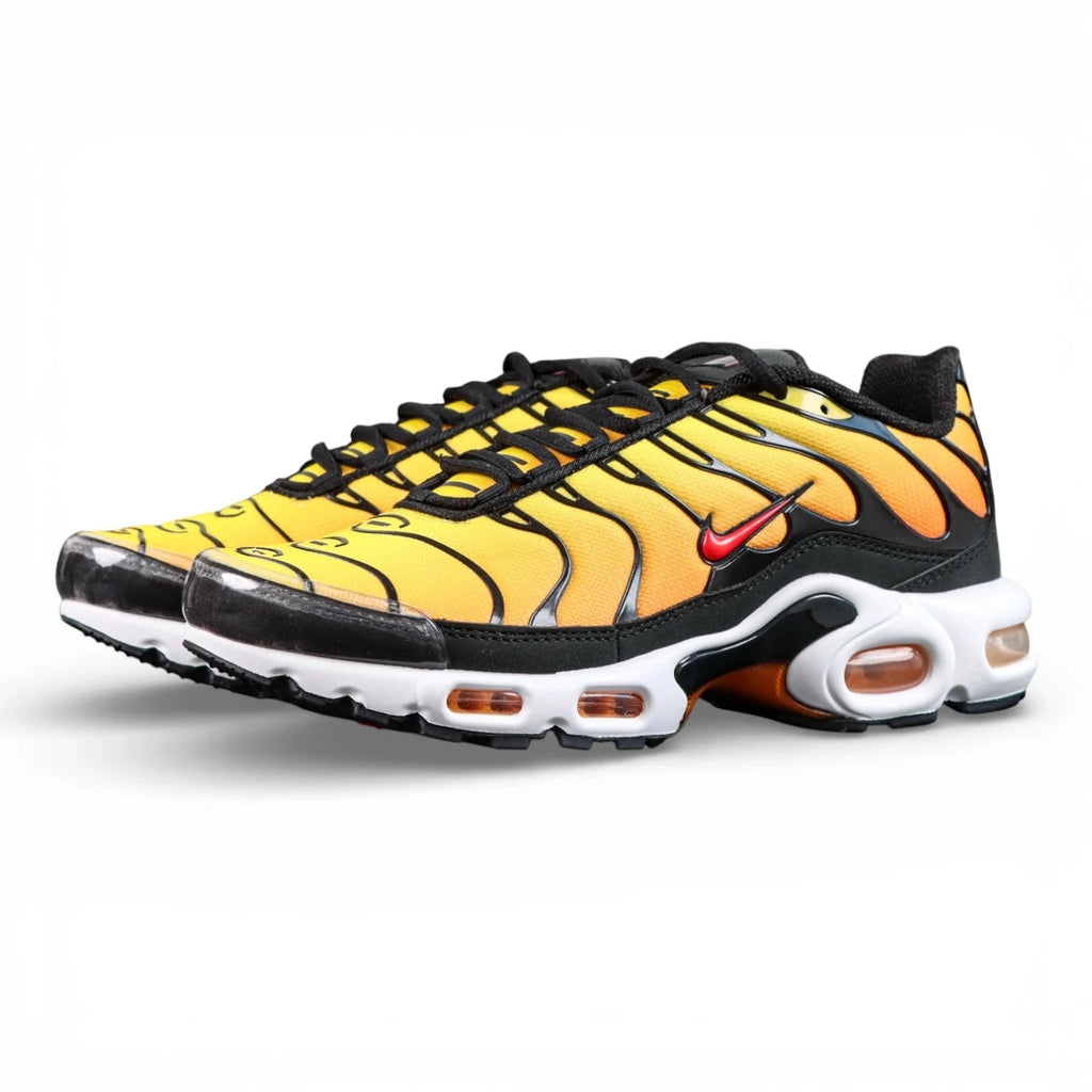 Air Max Plus Sunset 2024 - Lateral Side View with Nike Box and Pikachu on Sofa