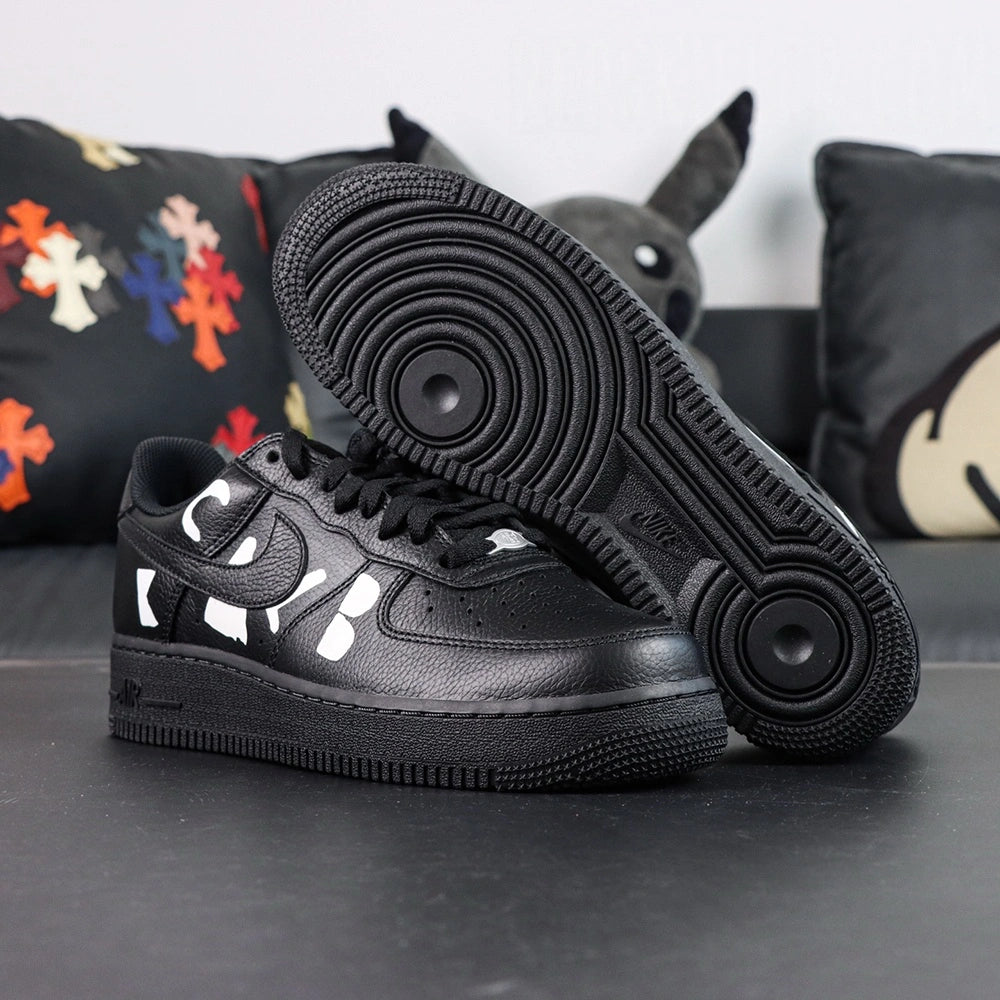 BLACK Comme des Garcons x Air Force 1 Low Retro Black - heel rear view