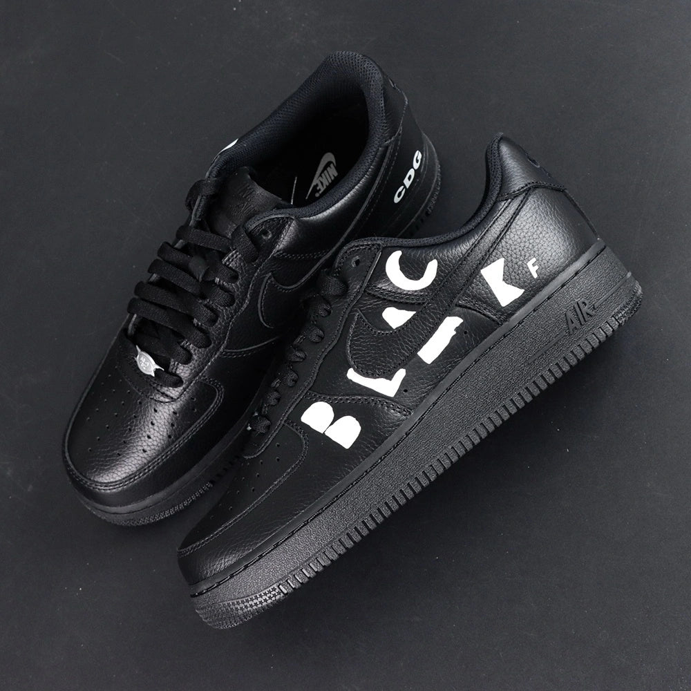 BLACK Comme des Garcons x Air Force 1 Low Retro Black - toe box close up