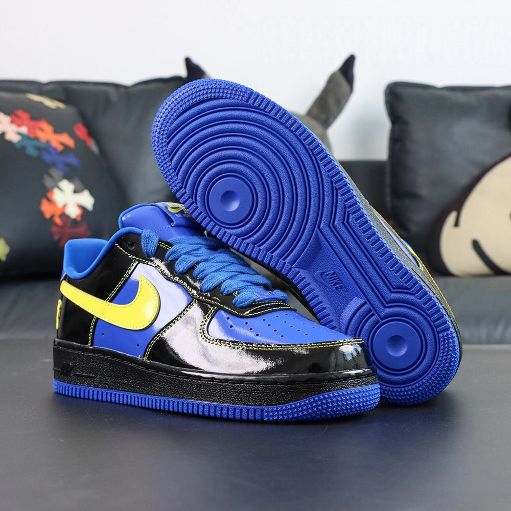 Central Cee x Air Force 1 Low Black Optic Yellow - heel pair close up