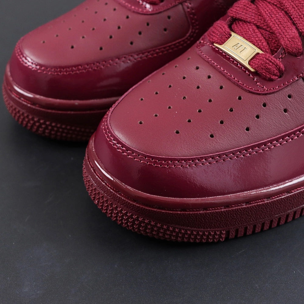 Central Cee x Air Force 1 Low Dark Beetroot UK Exclusive - heel signature logo close up
