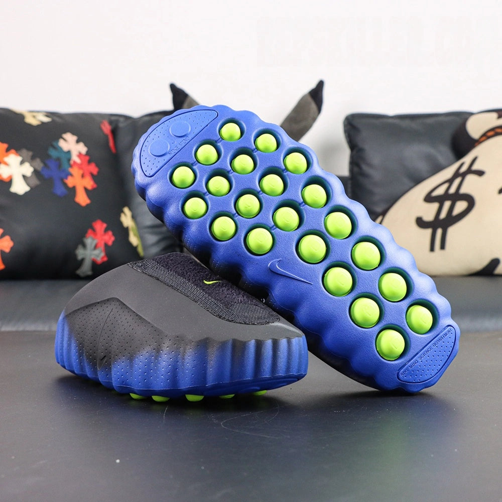Mind 001 Flyknit Hyper Royal 2026 - Flyknit upper volt Swoosh detail