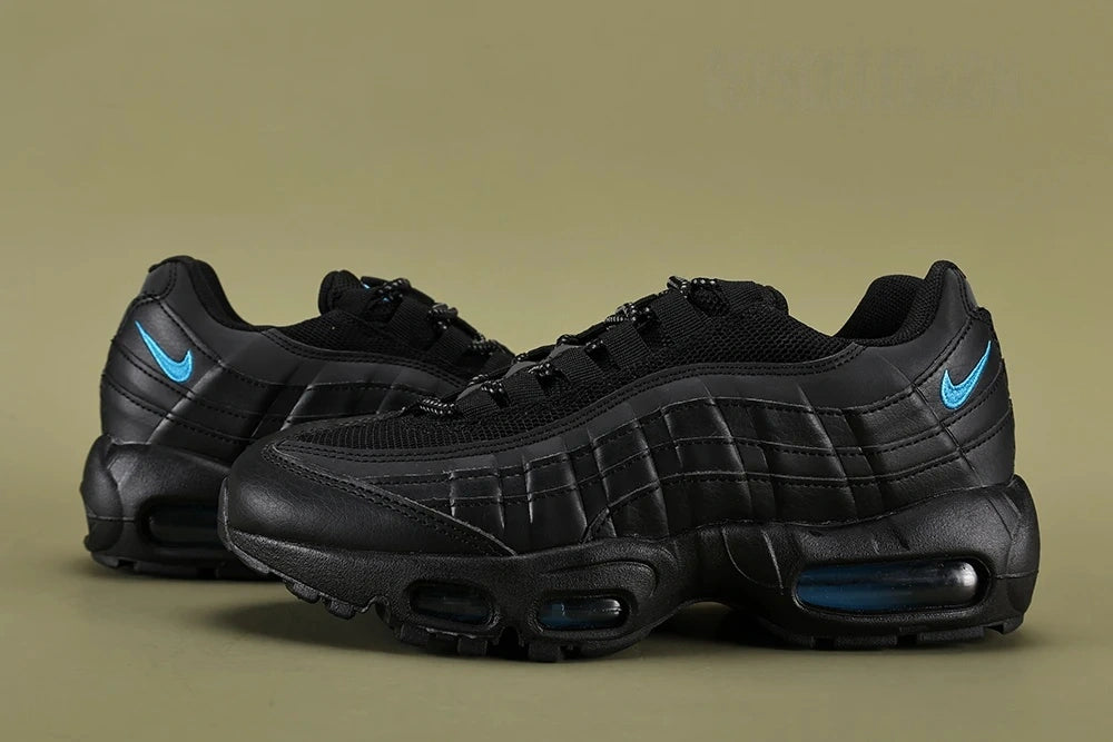 Nike Air Max 95 TT Black Laser Blue DZ4511-001 - Nike Shoebox Label Showing Style Code DZ4511 001 Black Sky Blue Colorway and EUR 39 Size