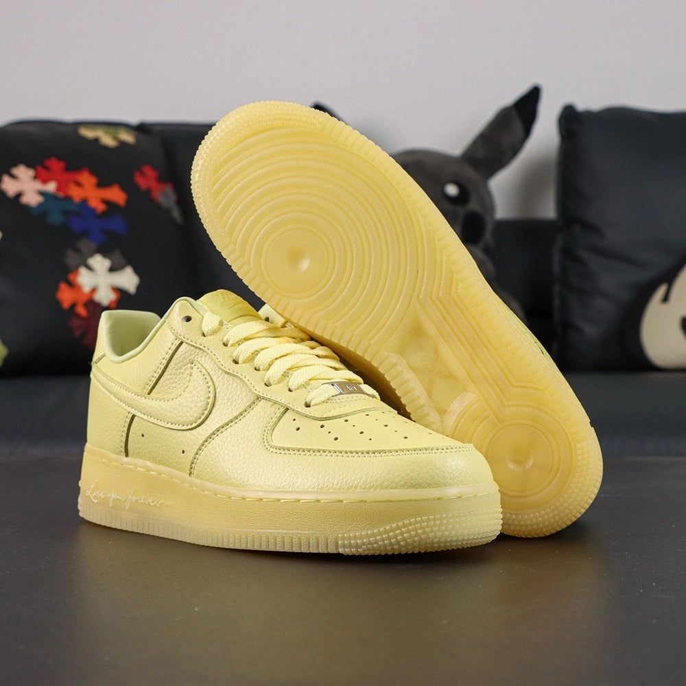 NOCTA x Air Force 1 Low Certified Lover Boy Citron Tint - heel NOCTA trident embroidery rear view