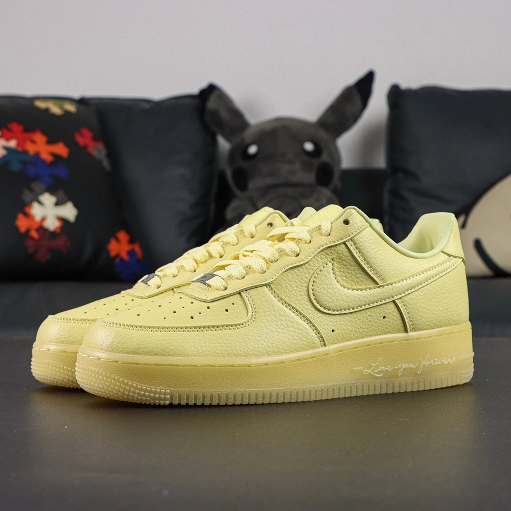 NOCTA x Air Force 1 Low Certified Lover Boy Citron Tint - heel NOCTA trident and Love you forever midsole rear