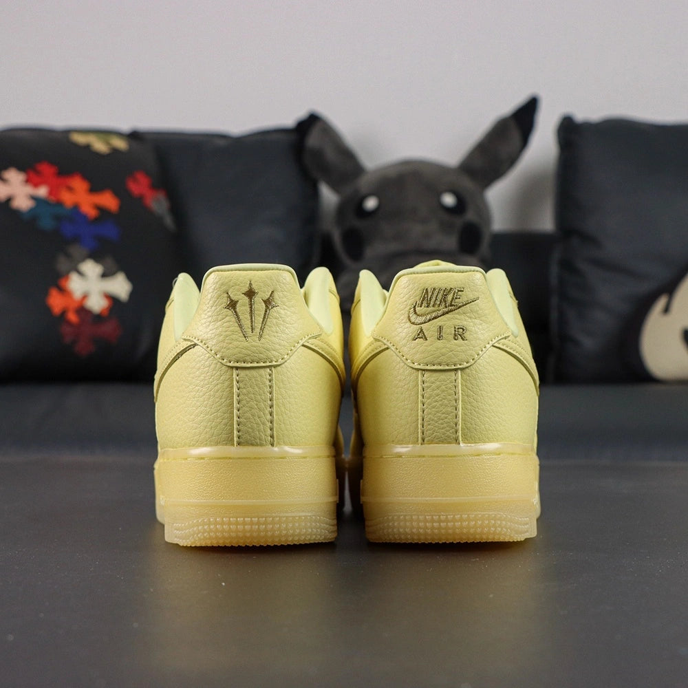 NOCTA x Air Force 1 Low Certified Lover Boy Citron Tint - toe box AF1 silver dubrae pair close up