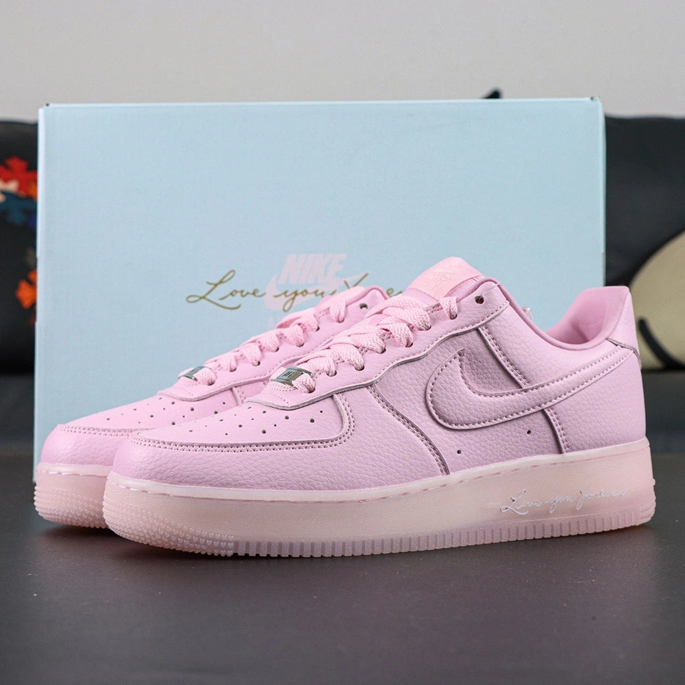 NOCTA x Air Force 1 Low Certified Lover Boy Pink Foam - medial side profile Love you forever midsole Pikachu