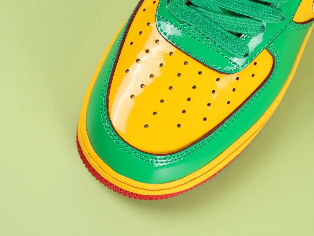 Nike Air Force 1 07 Lucky Green - pair overhead flat lay