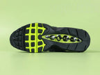 Air Max 95 OG Neon CT1689-001 - Shoebox Label on Green Background Showing Style Code CT1689-001 Black Neon Yellow Lt Graphite Colorway EUR 45 Size