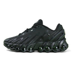 Air Max Dn8 All Black - Full Lateral Profile View on White Background Showing Triple Black Upper Black TPU Flame Cut-Out Overlays Gloss Black Swoosh and Translucent Black Dn8 Air Pods on Midsole