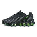 Air Max Dn8 Black Volt - Full Lateral Profile View on White Background Showing Black Upper Grey Hexagonal Mesh Panels Metallic Volt Chrome Swoosh and 8 Volt Green Spherical Dn8 Air Pods on Midsole