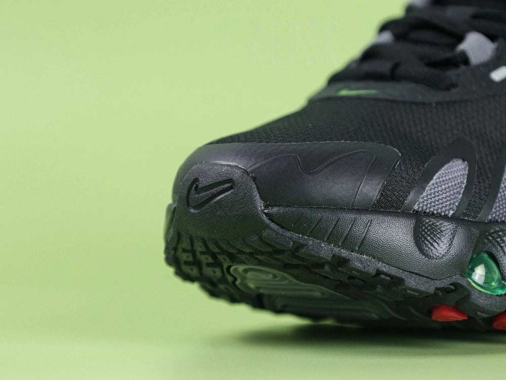 Air Max Dn8 Black Volt - Shoebox Label on Green Background Showing Style Code FQ7860-006 Black Green Colorway EUR40 Size Label on Black Airmax Branded Box
