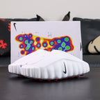 Mind 001 Mule White Speed Red 2026 - Toe perforated upper close-up wave-ribbed midsole pair