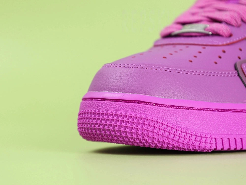 Nike x CPFM Air Force 1 Low Premium Fuchsia Dream - toe box AF1 silver dubrae close up