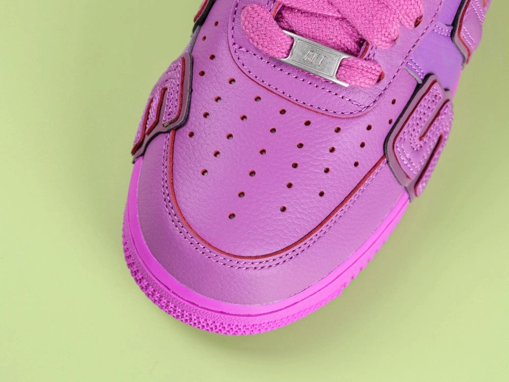 Nike x CPFM Air Force 1 Low Premium Fuchsia Dream - heel NIKE AIR embroidery rear view