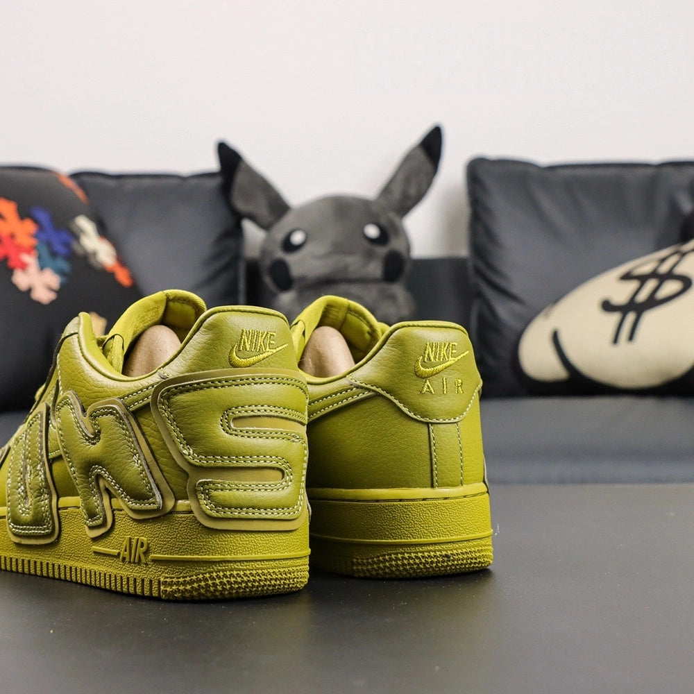 Nike x CPFM Air Force 1 Low Premium Moss - rainbow insole interior overhead close up
