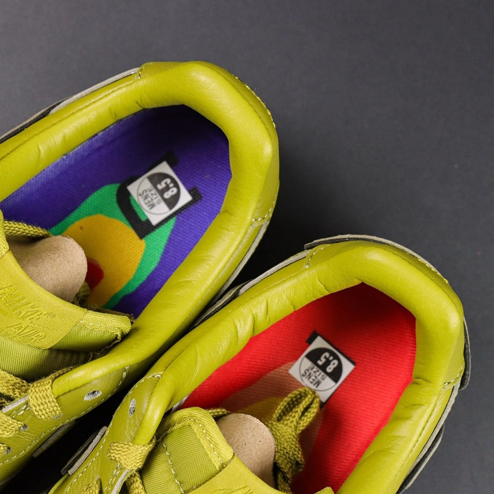 Nike x CPFM Air Force 1 Low Premium Moss - pair overhead flat lay SUN AIR lettering