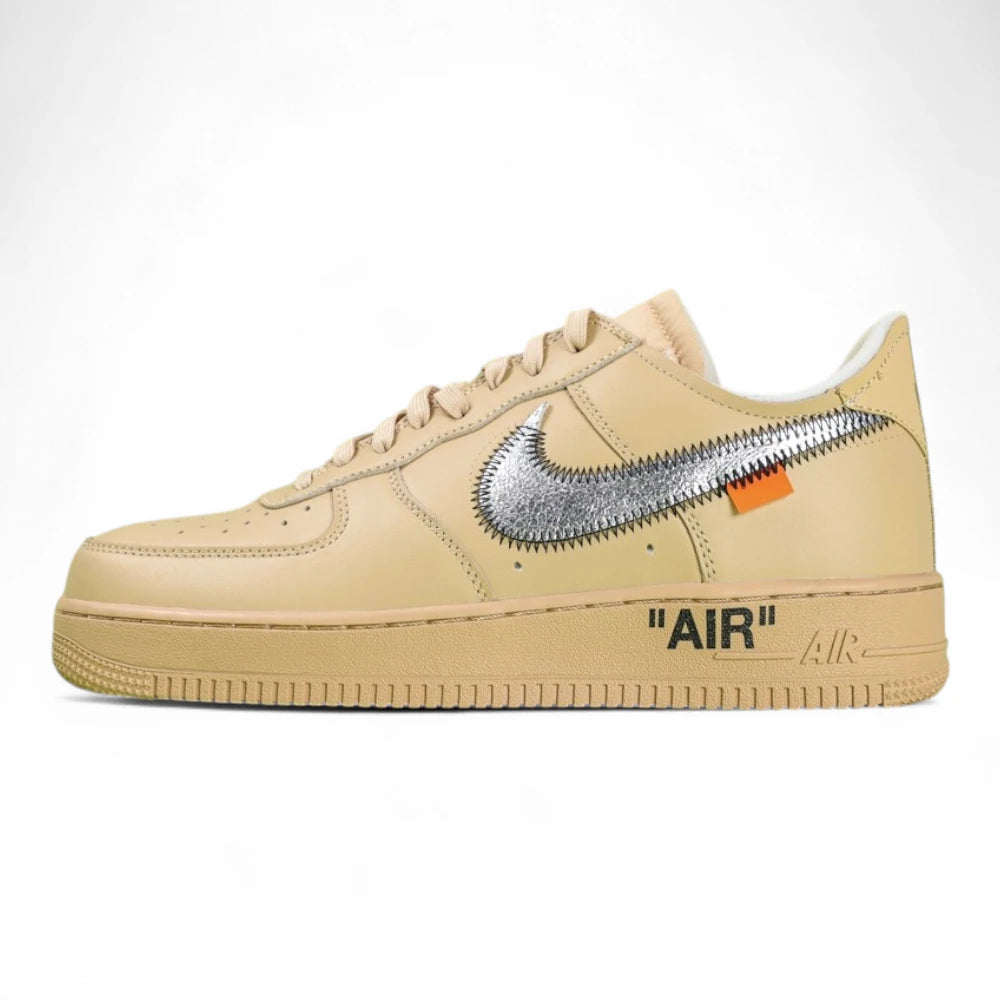 Off-White x Air Force 1 Low SP Sesame - toe box pair close up sesame leather gum sole