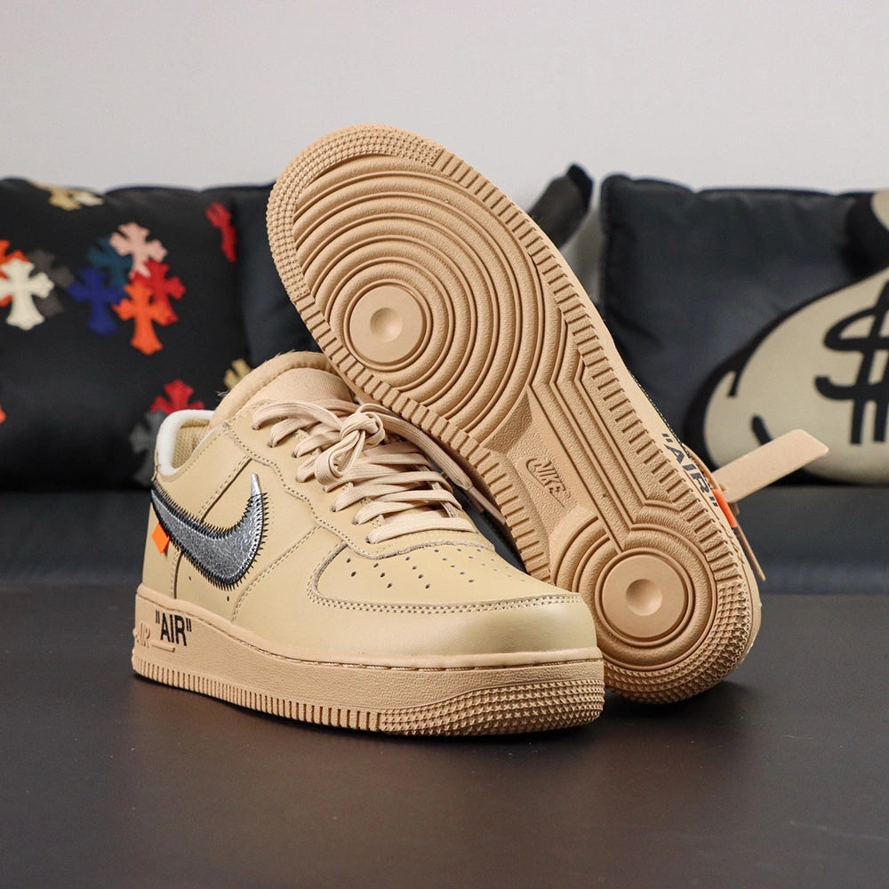 Off-White x Air Force 1 Low SP Sesame - heel rear view zip detail orange hangtag Pikachu