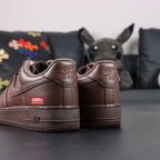 Supreme x Air Force 1 Low Box Logo Baroque Brown - pair rear view heel Nike Air embroidery Supreme badge Pikachu