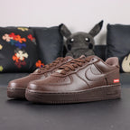 Supreme x Air Force 1 Low Box Logo Baroque Brown - full brown outsole bottom pair