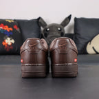 Supreme x Air Force 1 Low Box Logo Baroque Brown - pair three quarter rear view brown outsole Pikachu