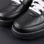 Supreme x Air Force 1 Low Box Logo Black White White Laces - single shoe lateral profile white Swoosh red Supreme badge Pikachu