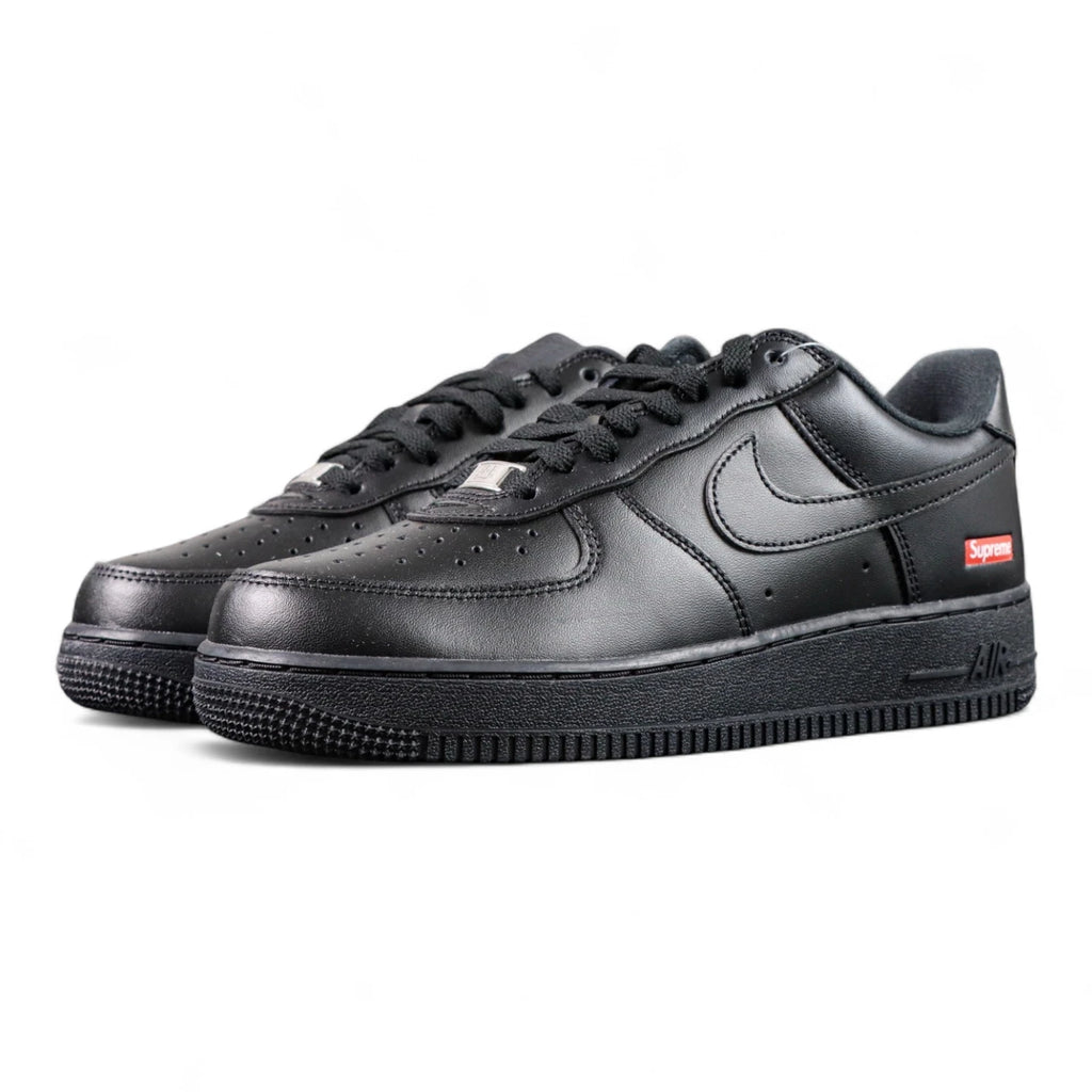 Supreme x Air Force 1 Low Box Logo Black 2020 - pair rear view Nike Air embroidery Pikachu