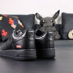 Supreme x Air Force 1 Low Box Logo Black 2020 - single shoe lateral profile red Supreme badge Pikachu