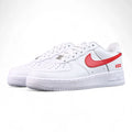 Supreme x Air Force 1 Low Box Logo Speed Red - pair three quarter front view white leather red Swoosh Pikachu