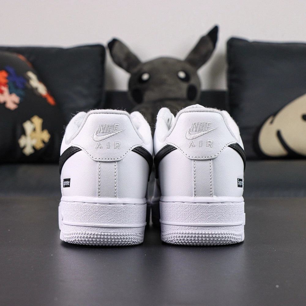 Supreme x Air Force 1 Low Box Logo White Black - full white outsole bottom pair Pikachu
