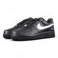 Supreme x Air Force 1 Low Box Logo Black White - pair three quarter rear view black outsole Pikachu
