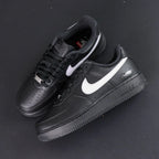 Supreme x Air Force 1 Low Box Logo Black White - single shoe lateral profile white Swoosh Supreme badge