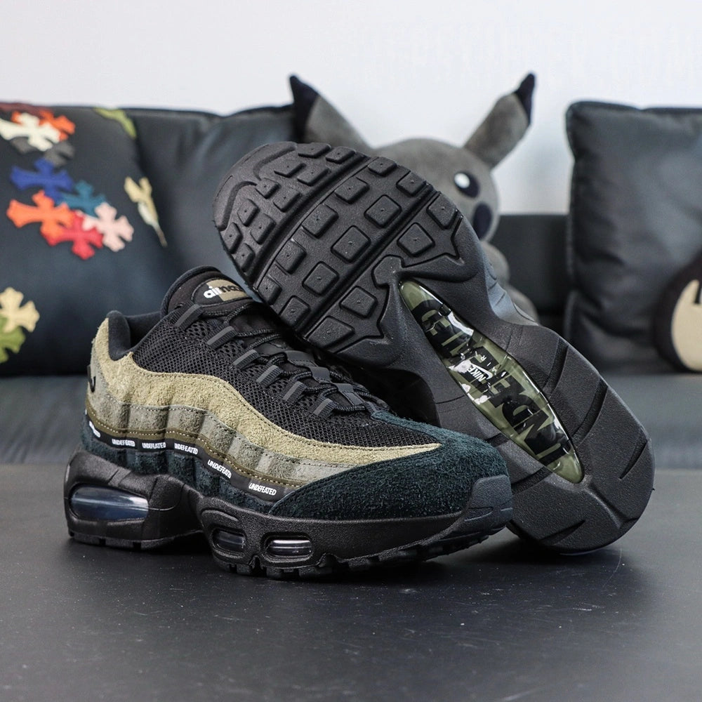 Undefeated x Air Max 95 Medium Olive 2025 — toe box close-up