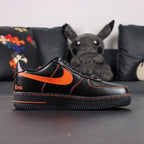Vlone x NikeLab Air Force 1 Vlone - tongue overhead close up yellow Nike Air insole orange stitching size label