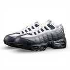 Yu-Gi-Oh x Air Max Muscle 95 QS Jonouchi 2025 — lateral side view grey mesh and navy leather