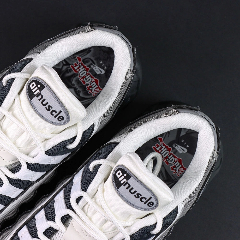 Yu-Gi-Oh x Air Max Muscle 95 QS Jonouchi 2025 — tongue air muscle label and Yu-Gi-Oh insole detail