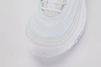 Air Max 97 Triple White - Full Outsole View on White Background Showing Full White Rubber AM97 Outsole X-Block and Square Traction Pattern Triple-White Outsole with No Colour Contrast